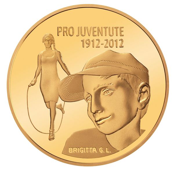 50 Fr. Goldmünze 100 Jahre Pro Juventute 2012 PP