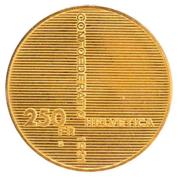 Goldmünze Schweiz 250 Fr. 1991